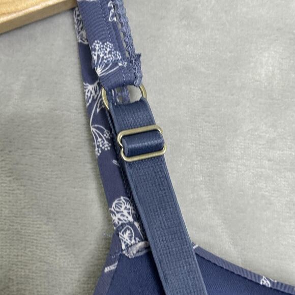 Lucky Brand Bra Womens 40C Blue White Floral Underwire Full Coverage Lace Lined - Picture 5 of 7